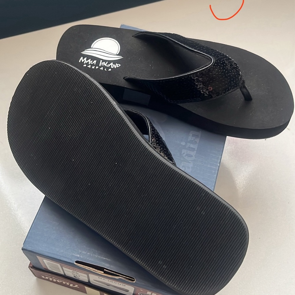 Maui Island Black Sequin Flip Flops